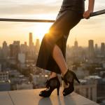 Rjclyh Women's Peep Toe Platform High Heel with Bow Pumps Cutout Mesh Chunky Heel Dress Sandals, Back Zipper, Party Wedding Shoes Black 8