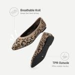 DREAM PAIRS Women's Knit Ballet Dressy Flats Comfortable Washable Flexible Breathable Casual Classic Work Office Walk Pointed Toe Flats,Size 8,Leopard,SDFA26003W