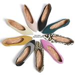 Semwiss Women's Ballet Flats Comfortable Casual Dressy Shoes,Work Flats Office Shoes Pointed Toe Leopard Flats Black Size 10