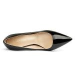 COLETER Women's 4 Inch Pumps Pointy Toe Wedding Dress Shoes Slip on Stiletto Pumps Patent Black 7US