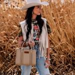 Wrangler Tote bag for women satchel bag purse for womens purses and handbags cute trendy Women's Purses bolsa wrangler para mujer with Zipper and Pocket top handle with strap khaki WG70-8120DKH