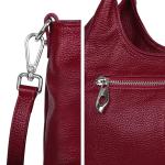 Iswee Women's Genuine Leather Handbag, Medium Satchel Shoulder Bag, Crossbody Hobo Purse with Pockets (Wine)
