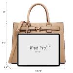 Dasein Women Satchel Purses Handbags Belted Top-handle Work Tote Shoulder Bags with Long Strap (Beige)