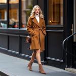 Atsroel Women's Brown Suede Fall Boots with Side Zip, Ankle, Pointed Toe, Mid Calf, Kitten Heel, Dressy, Short