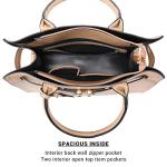 Dasein Women Satchel Purses Handbags Belted Top-handle Work Tote Shoulder Bags with Long Strap (Beige)