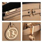 Dasein Women Satchel Purses Handbags Belted Top-handle Work Tote Shoulder Bags with Long Strap (Beige)