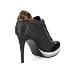 Wnshonzy Sneaker Heels for Women High Heel Black Suede Leather Tennis Shoes Sport Dressy Round T-Toe Comfort Stiletto Style Fashion Hook&Loop Vintage Platform Y2k