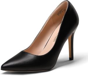 DREAM PAIRS Women's Closed Toe High Heels Dress Pointed Toe Wedding Pump Shoes,Size 7,Black/Pu
