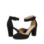 DREAM PAIRS Women's High Heel Ankle Strap Closed Toe Chunky Wedding Party Pumps Shoes,Size 8,Black/Nubuck,Angela