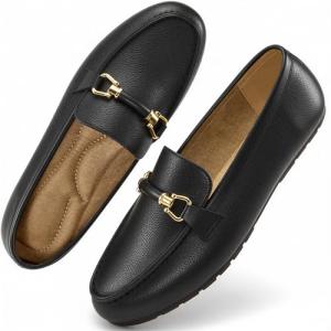 HARENCE Loafers for Women Comfortable Slip On Business Work Flats Shoes Casual Driving Moccasins Penny Loafer Black