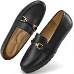 HARENCE Loafers for Women Comfortable Slip On Business Work Flats Shoes Casual Driving Moccasins Penny Loafer Black