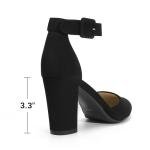 DREAM PAIRS Women's High Heel Ankle Strap Closed Toe Chunky Wedding Party Pumps Shoes,Size 8,Black/Nubuck,Angela