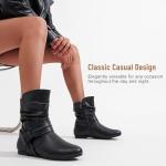 Vepose Women's Slouch Ankle Flat Boots, Black Fashion Short Low Heel Zipper 939A Booties, Size 8.5M US, (CJY939A blackpu 08.5)