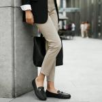 HARENCE Loafers for Women Comfortable Slip On Business Work Flats Shoes Casual Driving Moccasins Penny Loafer Black