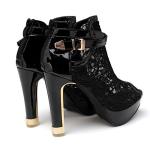 getmorebeauty Women's Pretty Lace Flowers Open Toes High Heels Ankle Boots (US 8, Black)