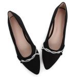 TN TANGNEST Womens Casual Flats Fashion Chain Pointed Toe Ballet Flats Rhinestone Flats Comfort Slip On Dress Shoes Black 43(10)