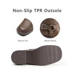 DREAM PAIRS Women's Knee High Boots Side Zipper Motorcycle Boots Square Toe Chunky Low Heel Fashion Buckles Biker Riding Boots,Size 8.5,Brown-Nubuck,SDKB2412W