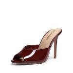 DREAM PAIRS Mule Heels for Women High Heels Stiletto Open Round Peep Toe Mules Sandals Slip on Dress Shoes Sexy Heeled for Party Dressy Prom Wedding,Size 7,Burgundy,SDHS25003W