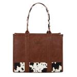 Montana West × Wrangler Vintage Satchel Tote Handbag Western Cow Print Purse for Women Top Handle Large Work Tote Bag WG102G-8119BR
