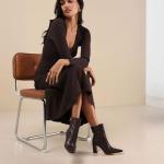 Lovee Cosee Brown Ankle Boots for Women 2025 Booties for Women Chunky Heel Square Toe Heeled Boots Comfort Leather Fall Winter Party Office Date Night Travel Casual Outfit Size 8