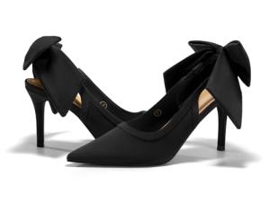 Coutgo Womens Slingback High Heels Bow Closed Pointed Toe Pumps Party Dress Shoes, Black, Size 9