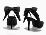 Coutgo Womens Slingback High Heels Bow Closed Pointed Toe Pumps Party Dress Shoes, Black, Size 9