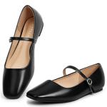 Chic Black Mary Jane Flats with Adjustable Strap