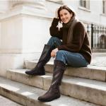 DREAM PAIRS Women's Black Faux Fur Knee-High Boots