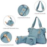 Soperwillton Fashion Handbag for Women Shoulder Bag Top Handle Satchel Hobo Tote Bag Purse Set 4pcs