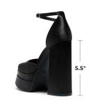 Black Satin Platform Shoes by DREAM PAIRS, Size 39