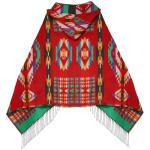 Boho Fringe Poncho: Vintage Geometric Plaid Shawl, Cashmere Cardigan