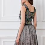 Black Floral Retro Camisole with Drawstring Tie-Up (X-Large)