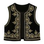 Vintage Embroidered Floral Vest - Y2K Sleeveless