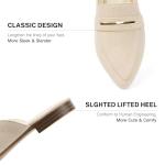 MUSSHOE Mules for Woman Pointed Toe Women's Bukle Mule Flat Slip-on Womens Mules Shoes Casual Fashion Party Work,Nude Suede 9