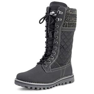 POLAR Womens Winter Thermal Snow Outdoor Warm Mid Calf Waterproof Durable Boot - Black - US9/EU40 - YC0376