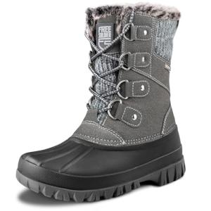 FREE SOLDIER Women's Waterproof Winter Cold Weather Snow Boots for Women Outdoor Fashion Duck Boots Comfortable Insulated(Grey 9)