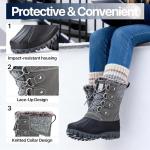 FREE SOLDIER Women's Waterproof Winter Cold Weather Snow Boots for Women Outdoor Fashion Duck Boots Comfortable Insulated(Grey 9)