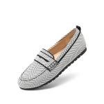 DREAM PAIRS Loafers for Women Penny Knitted Loafer Casual Comfortable Slip On Flats Work Business Walking Shoes,Size 8.5,Black/White,SDLS26001W