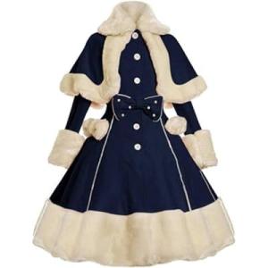 Langwyqu Vintage Winter Fur Coat Dress Shawl