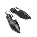 DREAM PAIRS Slingback Flats for Women, Pointed-Toe Elegant Women's Ballet Flats with Buckle Strap, Classic Low Heel Dress Shoes for Casual Work Office Party,Size 7.5,All Black-Pu,DWUMFA2504