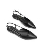DREAM PAIRS Slingback Flats for Women, Pointed-Toe Elegant Women's Ballet Flats with Buckle Strap, Classic Low Heel Dress Shoes for Casual Work Office Party,Size 7.5,All Black-Pu,DWUMFA2504