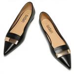 GotSoft Women's Pointed Toe Metal Deco Flats Slip on Flat Comfortable Dress Shoes, Black, Size 9