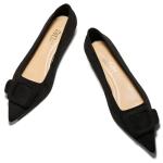 GotSoft Women's Square Buckle Flats Pointed Toe Slip on Flat Comfortable Dress Shoes, Black, Size 8