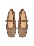Milumia Women's Leopard Print Mesh Ballet Flats Trendy Square Closed Toe Maryjane Flat Shoes Brown 9