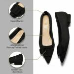 GotSoft Women's Square Buckle Flats Pointed Toe Slip on Flat Comfortable Dress Shoes, Black, Size 8