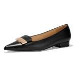 GotSoft Women's Pointed Toe Metal Deco Flats Slip on Flat Comfortable Dress Shoes, Black, Size 9