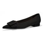 GotSoft Women's Square Buckle Flats Pointed Toe Slip on Flat Comfortable Dress Shoes, Black, Size 8