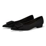 GotSoft Women's Square Buckle Flats Pointed Toe Slip on Flat Comfortable Dress Shoes, Black, Size 8