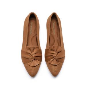 DREAM PAIRS Flats for Women Pointed Toe Foldable Knit Ballet Flats Comfortable Slip-On Dress Shoes Elegant Bow Flats for Work Office Business Casual Travel,Size 10,Brown,SDFA26001W