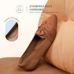 DREAM PAIRS Flats for Women Pointed Toe Foldable Knit Ballet Flats Comfortable Slip-On Dress Shoes Elegant Bow Flats for Work Office Business Casual Travel,Size 10,Brown,SDFA26001W